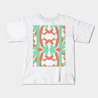 Geometric pattern abstract coral blue Kids T-Shirt